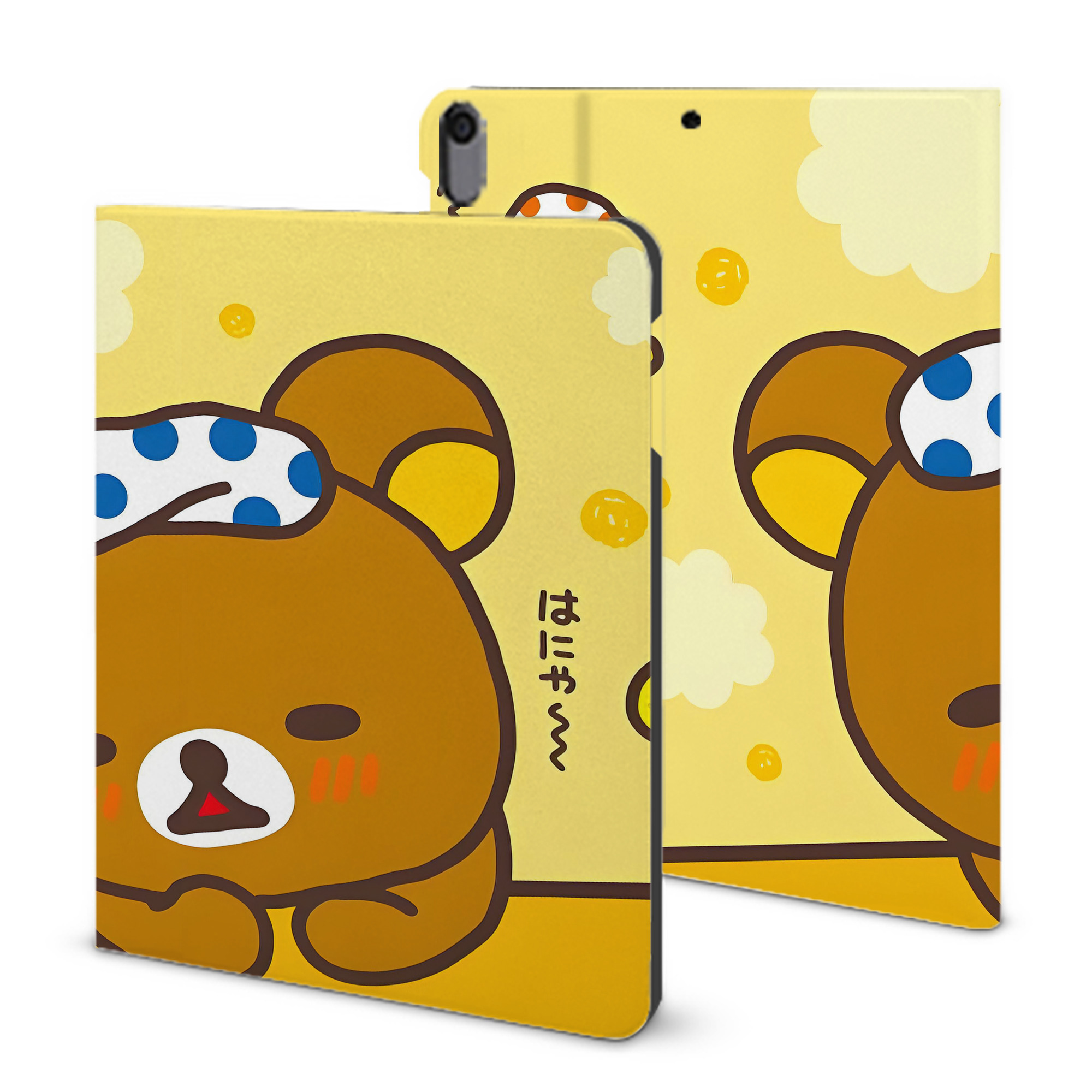 （画像用） リラックマ リラックマ キイロイトリ Rilakkuma Korilakkuma Kiiroitori IPad ケース ブック型 PUレザー TPU 耐衝撃 軽量 薄型 ペン収納なし 全面保護 IPad 各モデル対応